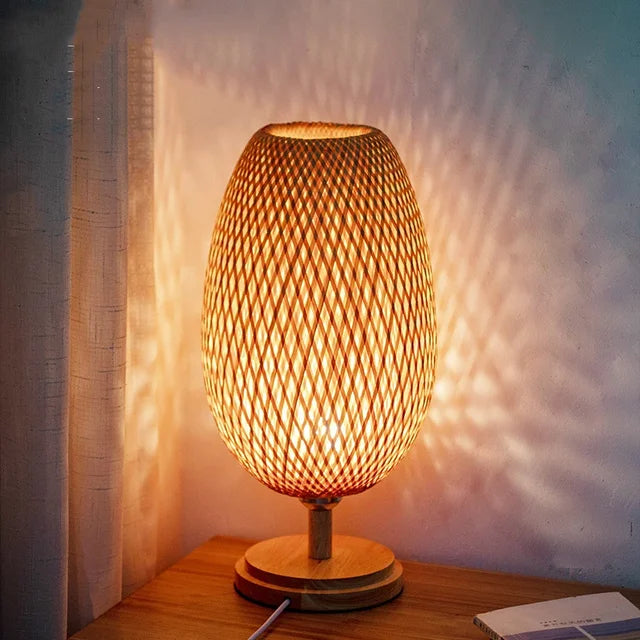 Shiko – Vintage Bamboe Tafellamp voor een Tijdloze Sfeer