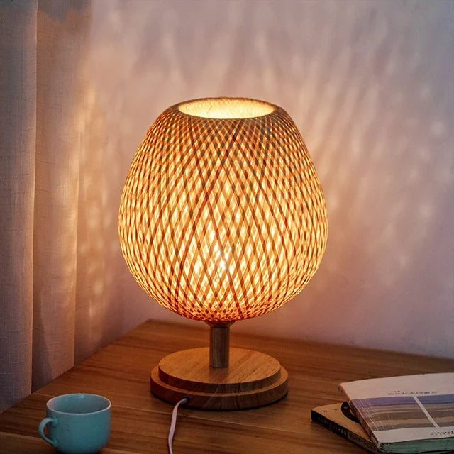 Shiko – Vintage Bamboe Tafellamp voor een Tijdloze Sfeer
