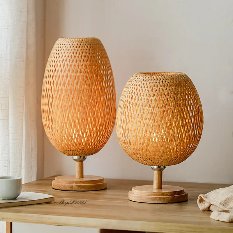 Shiko – Vintage Bamboe Tafellamp voor een Tijdloze Sfeer