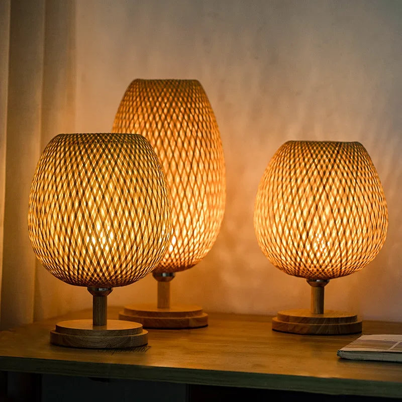 Shiko – Vintage Bamboe Tafellamp voor een Tijdloze Sfeer