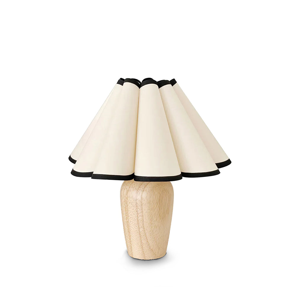 Lumio – Vintage Tafellamp met Houten Voet en Geribbelde Kap