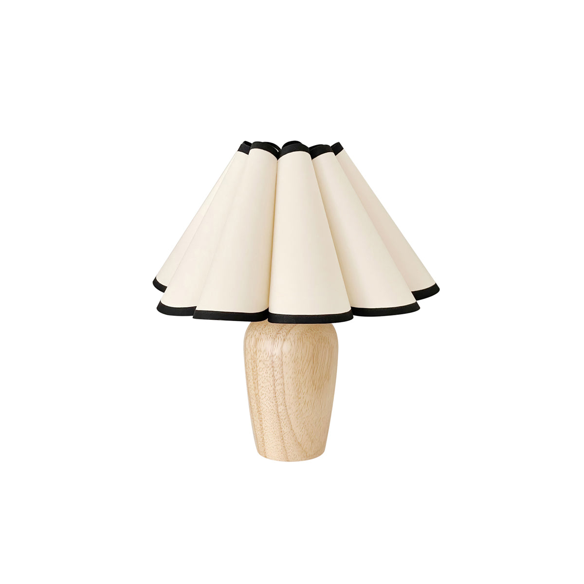 Lumio – Vintage Tafellamp met Houten Voet en Geribbelde Kap