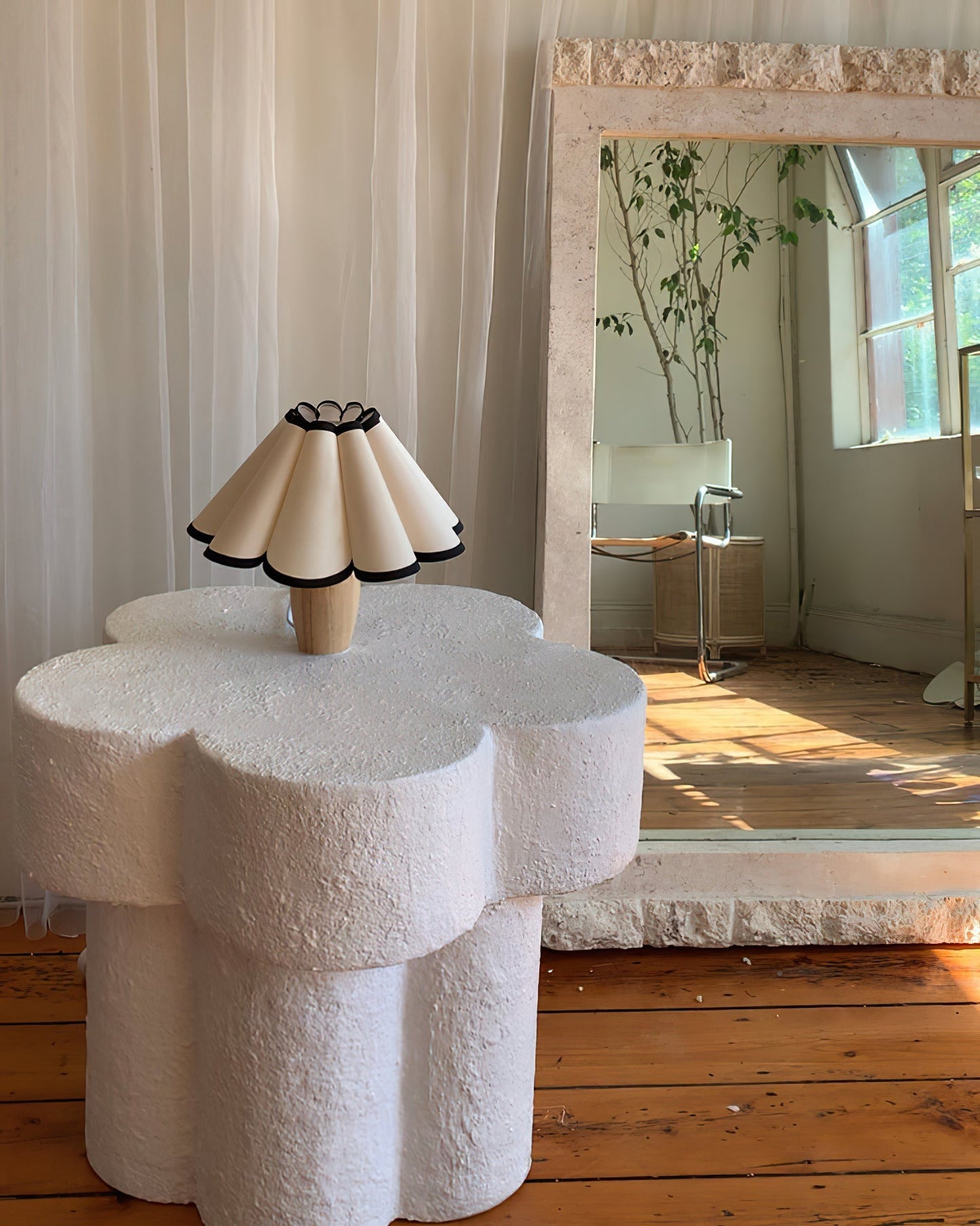 Lumio – Vintage Tafellamp met Houten Voet en Geribbelde Kap