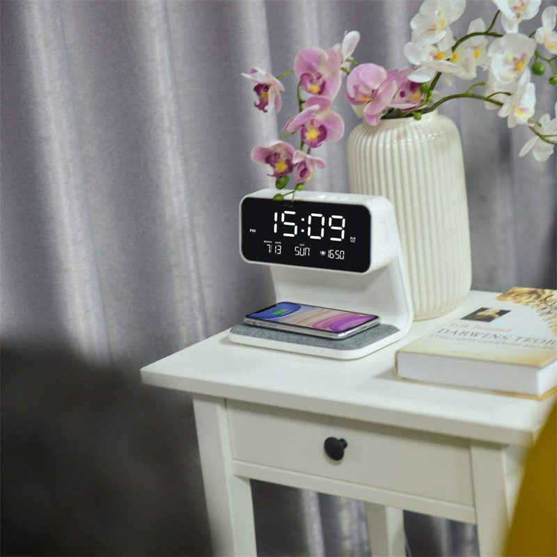 Lumio – Slimme 3-in-1 Nachttafel Lamp met Wekker & Draadloos Opladen