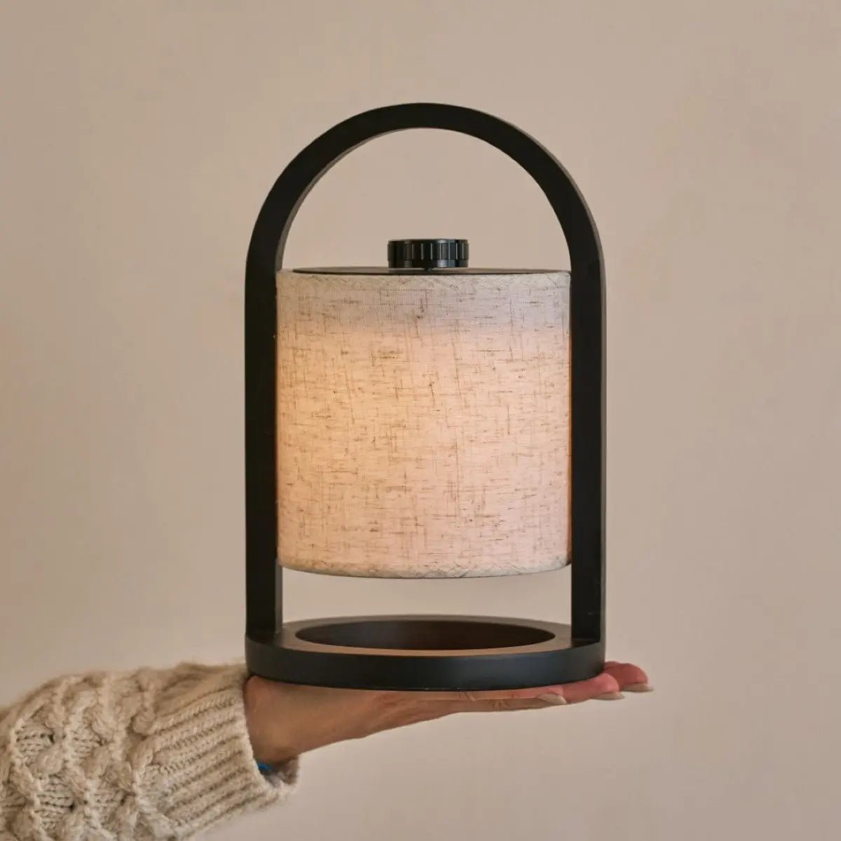 Lumio - Japandi Draadloze houten tafellamp met katoenen kap en touch-dimmer