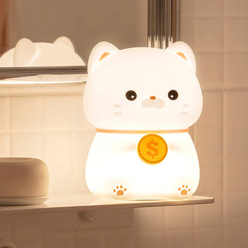 Lumio – Geluks Kat met Munt Nachtlamp Kind LED Slaaplamp Babykamer