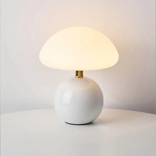 Mysa – Paddenstoellamp Keramiek & Mat Glas met Dimbare LED Verlichting