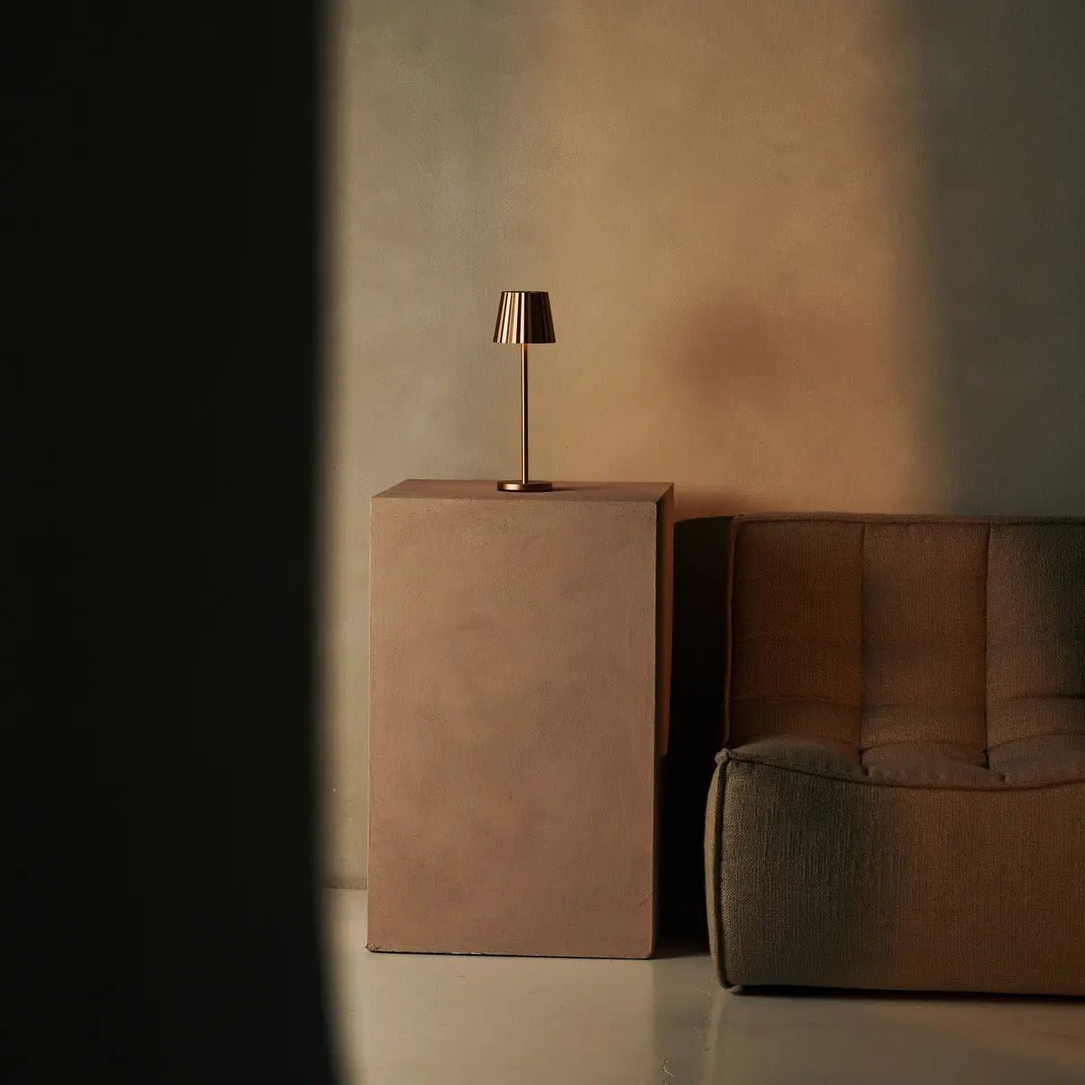 Lumio - Koperen elegante tafellamp oplaadbaar met touch‑dimmer