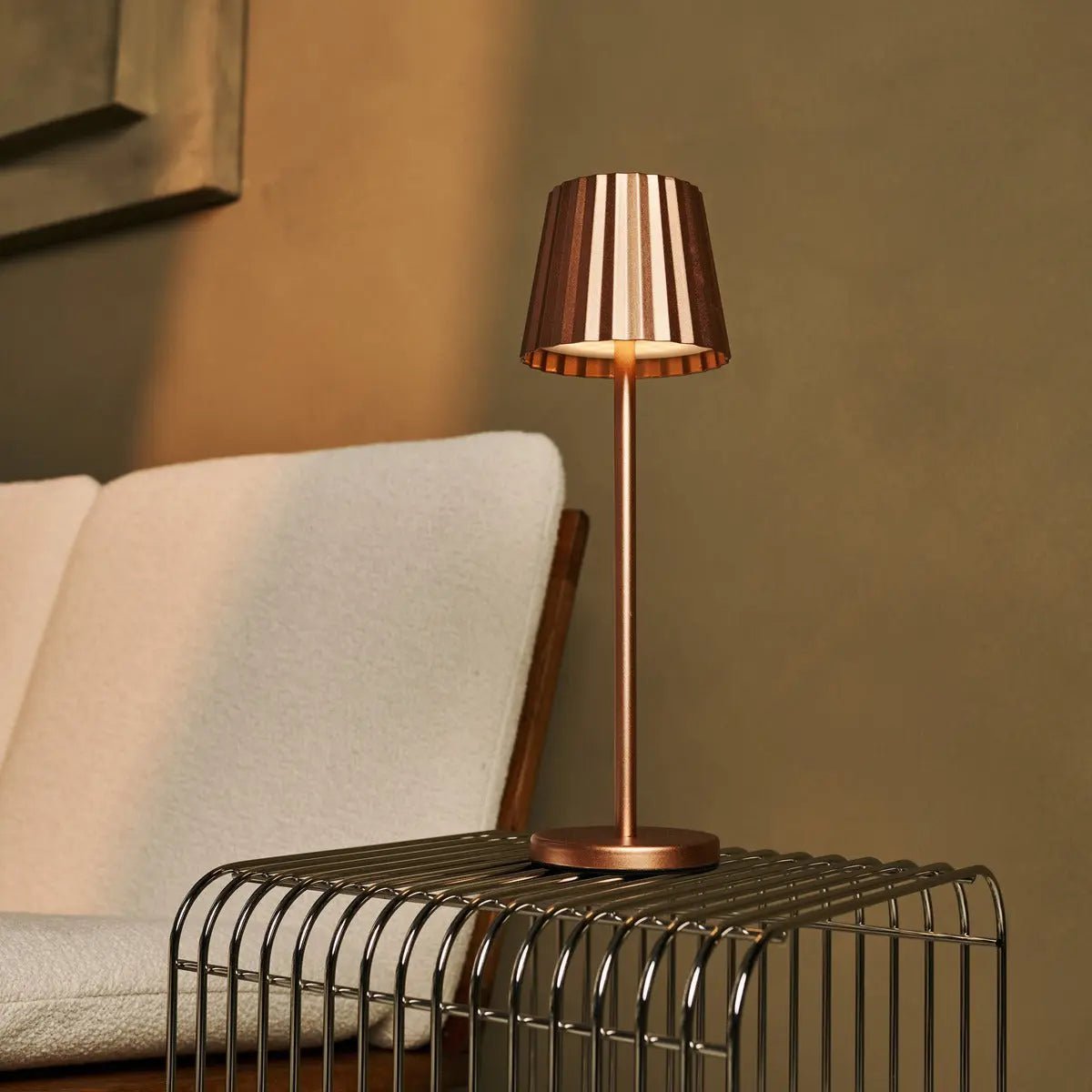 Lumio - Koperen elegante tafellamp oplaadbaar met touch‑dimmer