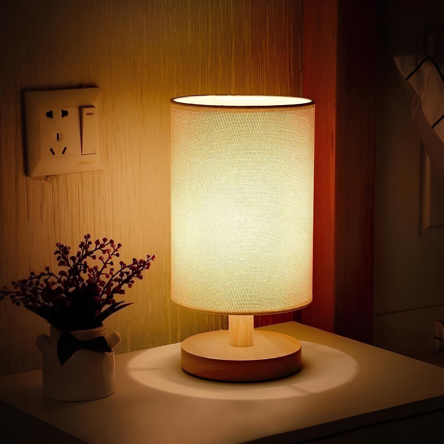 Lumio - Organic Glow Lamp van Hout & Linnen met Afstandsbediening