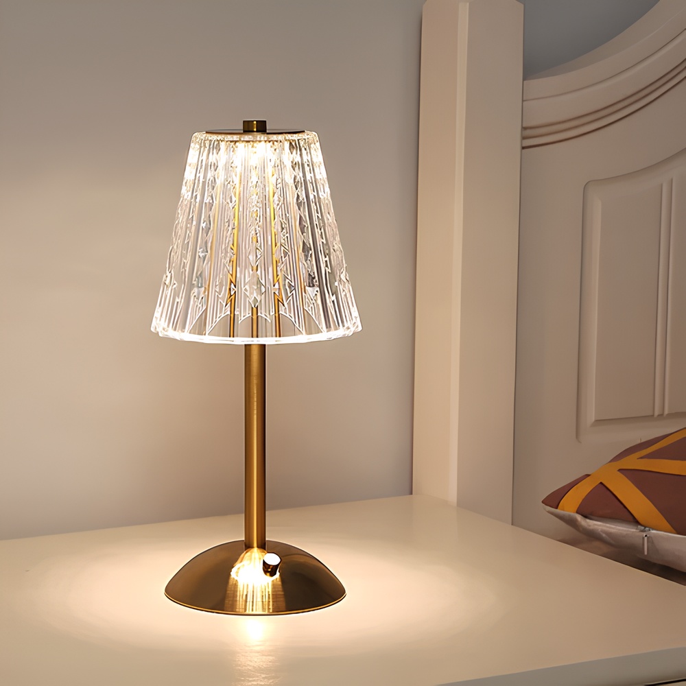 Lumio - Gouden kristallen draadloze tafellamp met touch-dimming