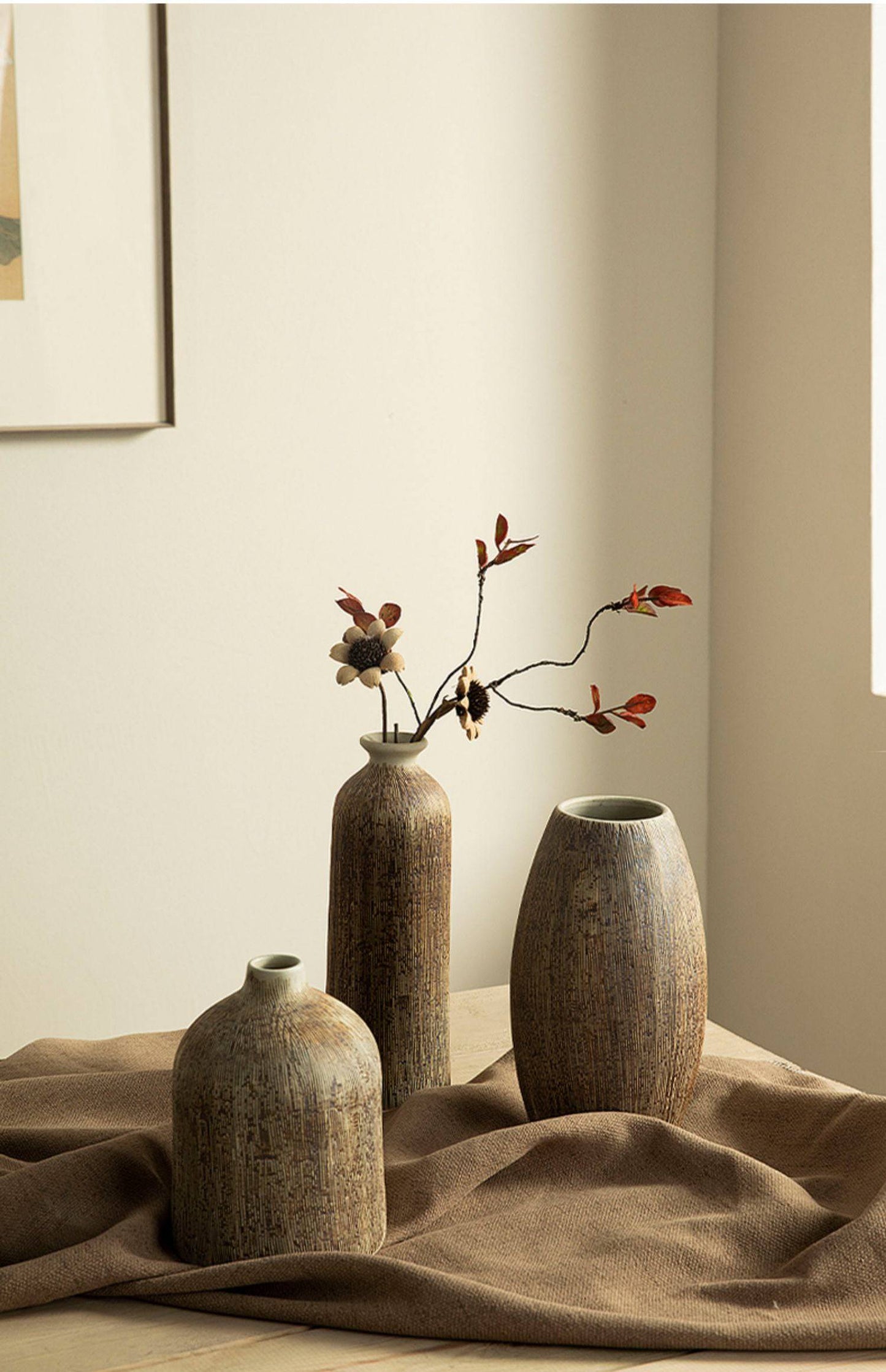 Japandi Dark Ceramic Vases