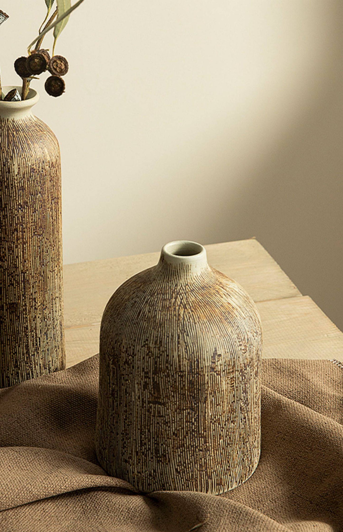 Japandi Dark Ceramic Vases