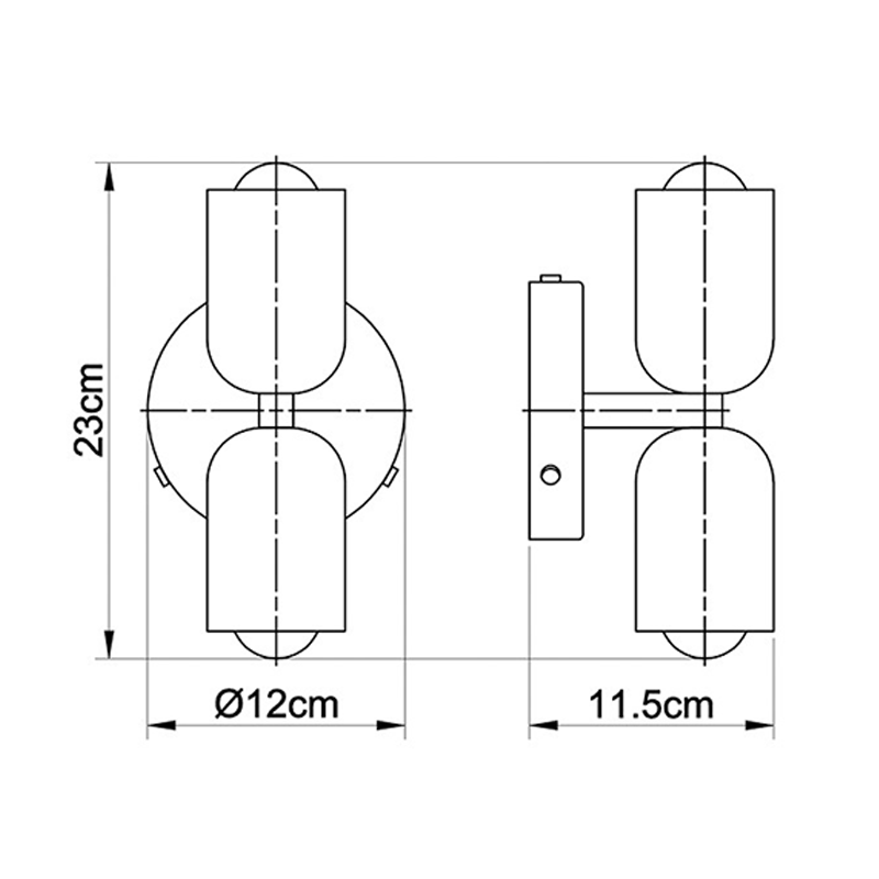 Döle - Moderne Wandlamp met Dubbele Glazen Kappen (E14, Indoor)