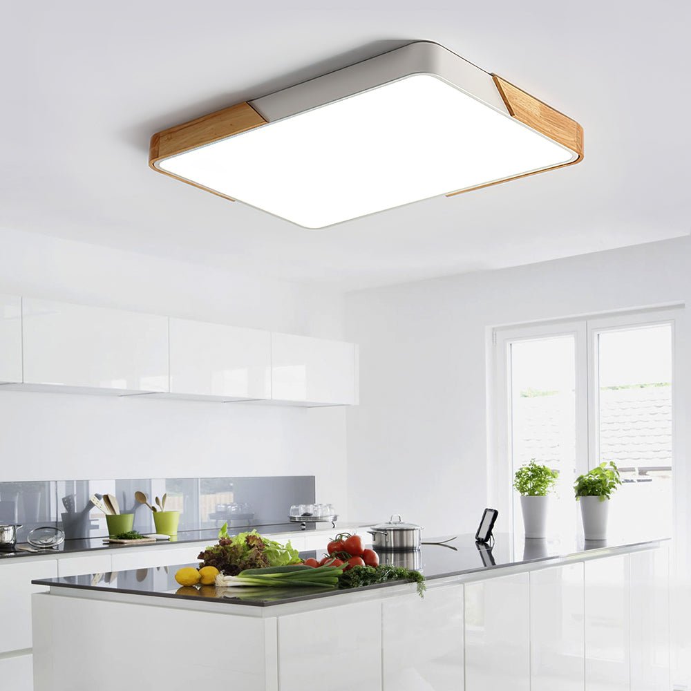 Löla – Moderne LED Plafondlamp met Hout & Acryl Diffuser