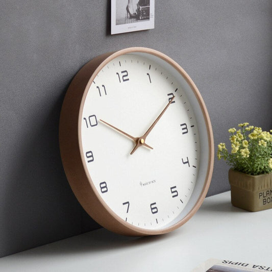 Tijdloos in stijl: past in elk interieur - Scandinavische Stille Houten Wandklok