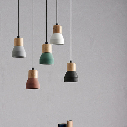 Moderne Hanglamp van Cement & Hout – E26 Fitting, 150 cm Verstelbaar Snoer