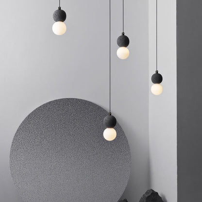 Stenen Japandi Hanglamp – Zwart/Roze/Grijs – E14 Fitting