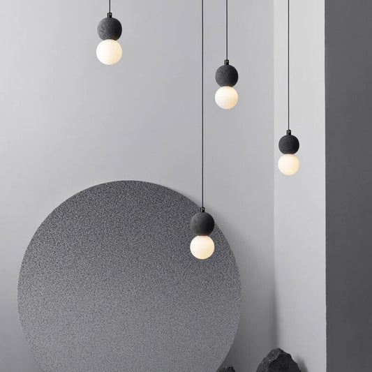 Stenen Japandi Hanglamp – Zwart/Roze/Grijs – E14 Fitting