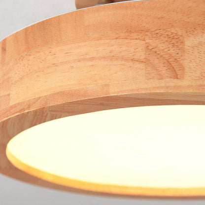 Moderne Ronde LED Plafondlamp van Hout en IJzer – 23 cm