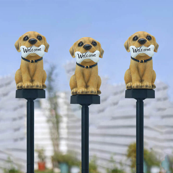 Schattige Puppy Tuinlamp met – Geel – 2 V (1 Lichtbron)