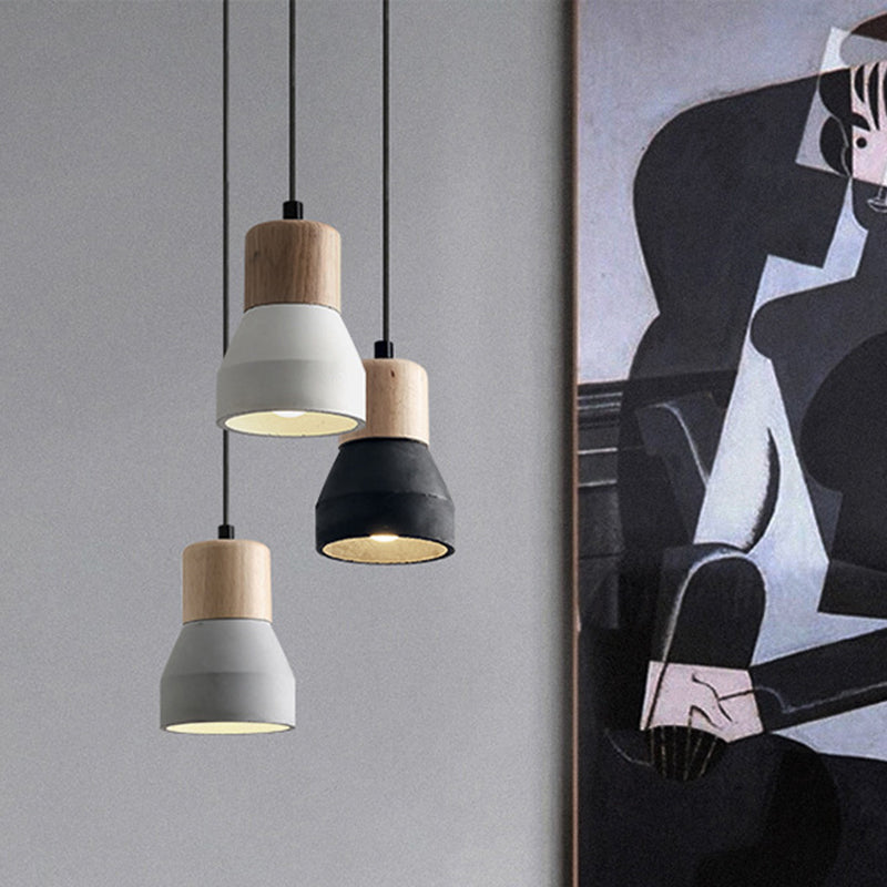 Moderne Hanglamp van Cement & Hout – E26 Fitting, 150 cm Verstelbaar Snoer