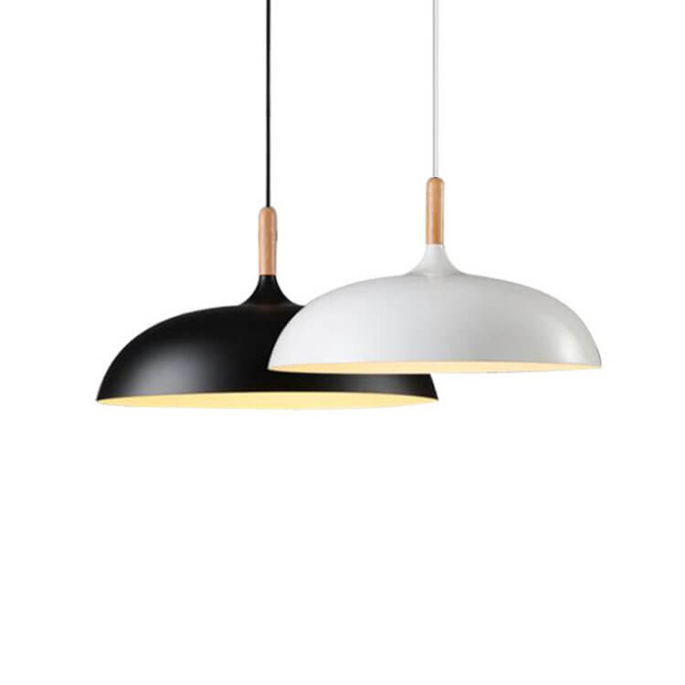 Kleurrijke Metalen Hanglamp met Houten Accent – Twee Maten