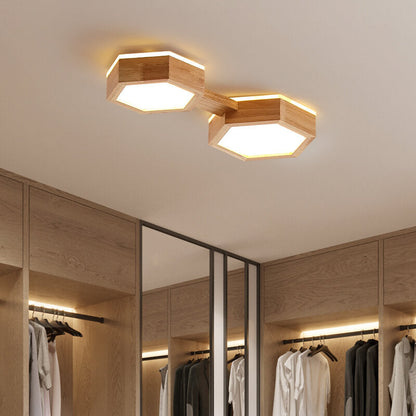 Moderne Houten Japandi LED Plafondlamp – 220V-240V – 1/2/3 Spots
