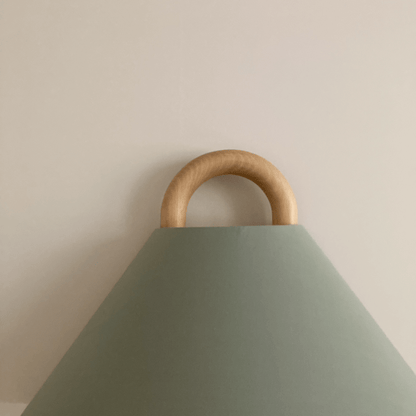 Moderne Houten Wandlamp met Stoffen Kap