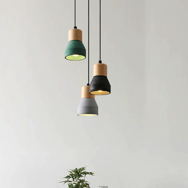Moderne Hanglamp van Cement & Hout – E26 Fitting, 150 cm Verstelbaar Snoer
