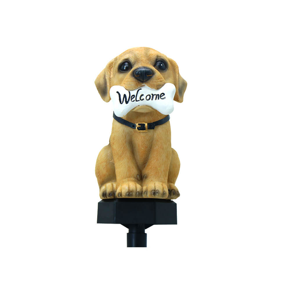 Schattige Puppy Tuinlamp met – Geel – 2 V (1 Lichtbron)
