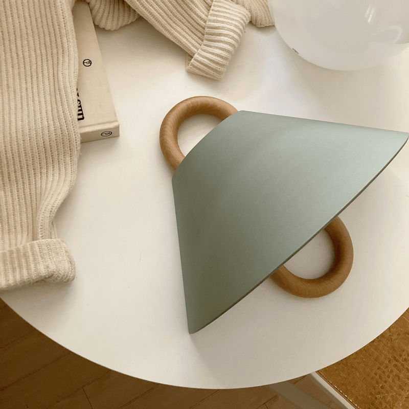 Moderne Houten Wandlamp met Stoffen Kap