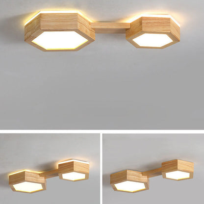 Moderne Houten Japandi LED Plafondlamp – 220V-240V – 1/2/3 Spots