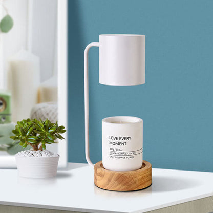 Moderne Houten Tafellamp met Kaarshouder
