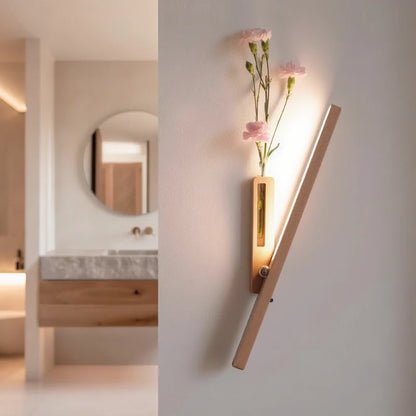 Oak – Wandlamp met Houten Design & Ingebouwde Vaas