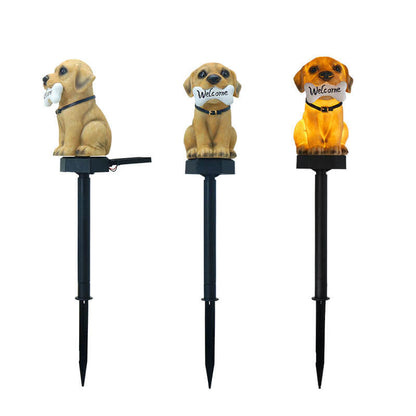 Schattige Puppy Tuinlamp met – Geel – 2 V (1 Lichtbron)