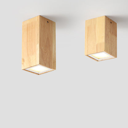 Moderne Houten LED Plafondlamp – Rubberwood & Acryl, 3 Formaten