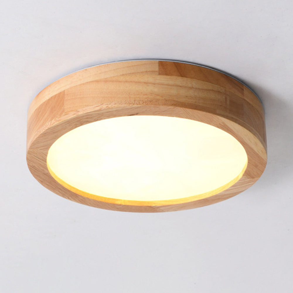 Moderne Ronde LED Plafondlamp van Hout en IJzer – 23 cm
