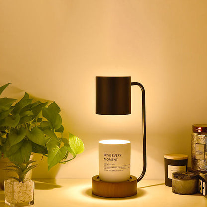 Moderne Houten Tafellamp met Kaarshouder