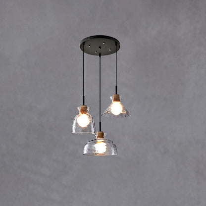 Moderne Glazen Hanglamp met Houten Accenten – Diverse Designs