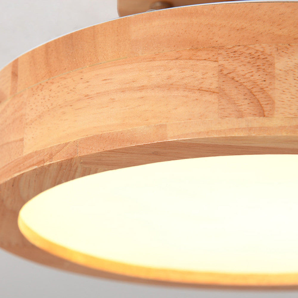 Moderne Ronde LED Plafondlamp van Hout en IJzer – 23 cm
