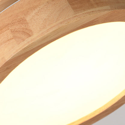 Moderne Ronde LED Plafondlamp van Hout en IJzer – 23 cm