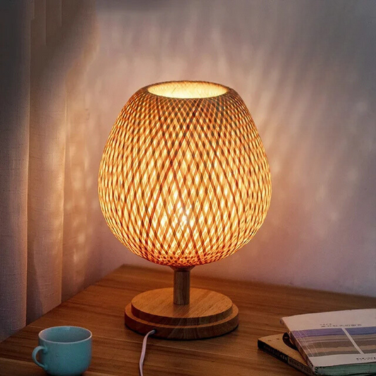 Shiko – Vintage Bamboe Tafellamp voor een Tijdloze Sfeer