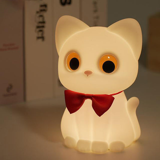 Lumio – Kat Nachtlamp Kind LED Slaaplamp met Strikje Babykamer