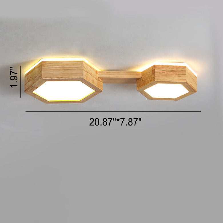 Moderne Houten Japandi LED Plafondlamp – 220V-240V – 1/2/3 Spots