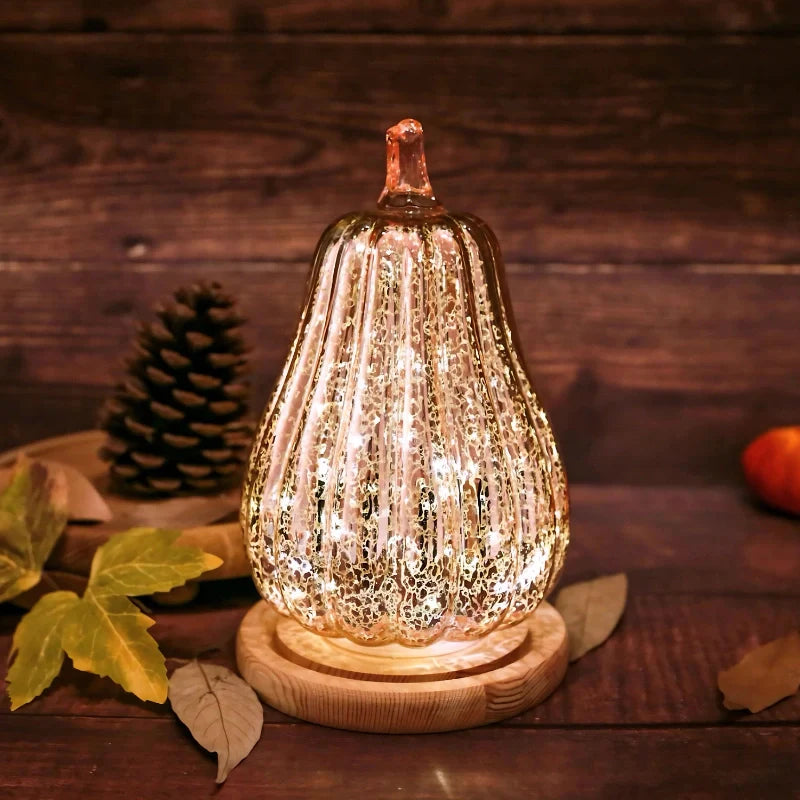 Handgeblazen Glazen Herfsverlichting– Met Timer en Warm Wit Licht