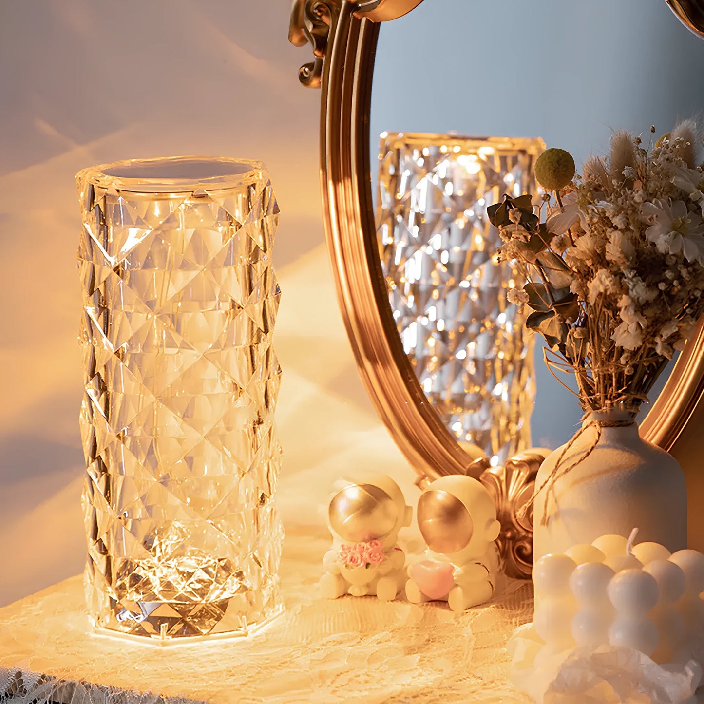 Baso – Sparkling Crystal Touch Tafellamp met Afstandsbediening & 16 Kleuren