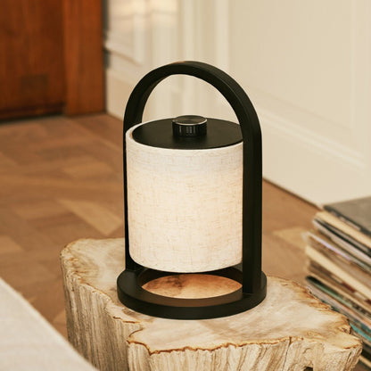 Lumio - Japandi Draadloze houten tafellamp met katoenen kap en touch-dimmer