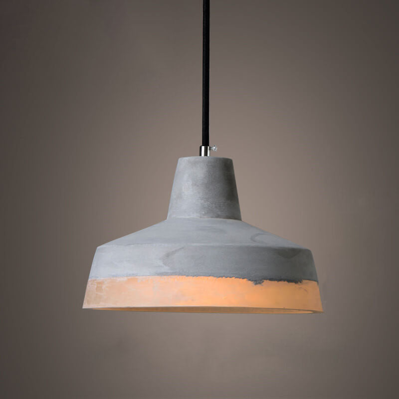 Industriële Hanglamp van Cement en Metaal – Grijs met Verstelbare Hoogte