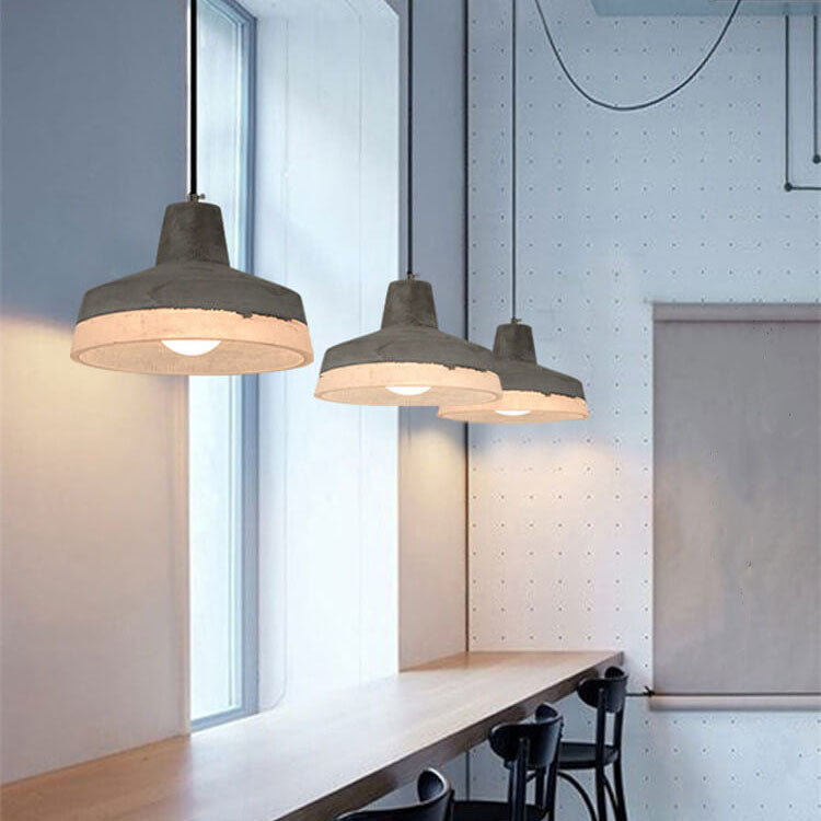 Industriële Hanglamp van Cement en Metaal – Grijs met Verstelbare Hoogte